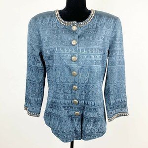 Double D Ranch Blue Satin Embossed Studded Jacket